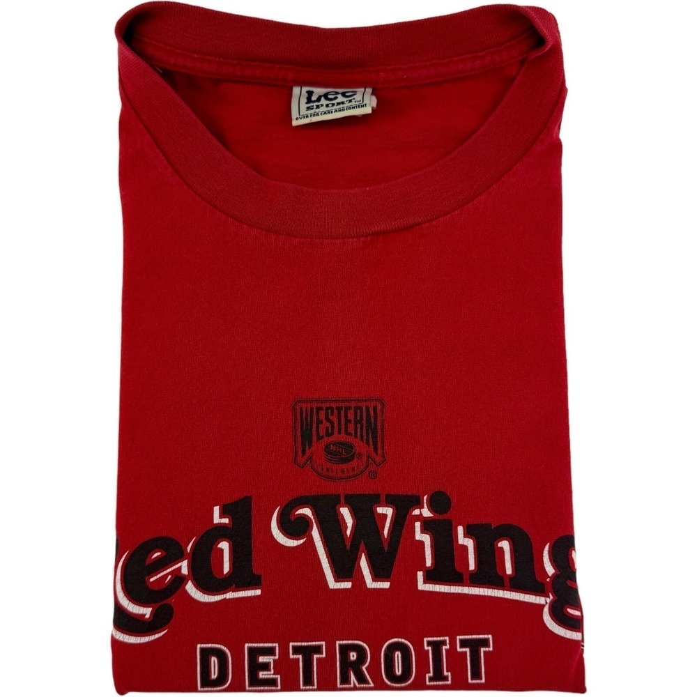 VTG Lee Sport Red Detroit Red Wings Short Sleeve Cotton T-Shirt Mens Size Large